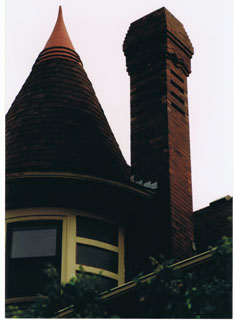 A chimney we tuckpointed to restore it to its original condition and stop water intrusion. 