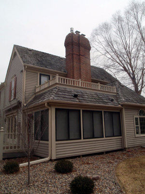 A chimney we tuckpointed ot increase its durability and resilience to weather conditions.