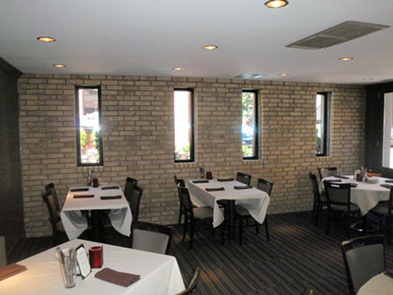 Brick veneer installed in a restaurant in the warehouse district. 