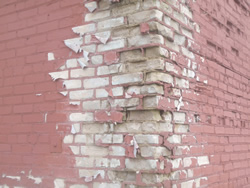 water damaged bricks